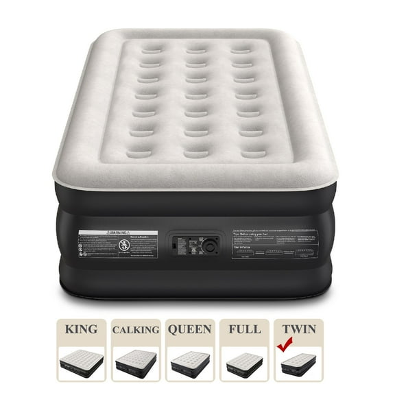 Ophanie Twin Air Mattress, 18-Inch Elevated Inflatable Bed with Built-in Pump, Puncture-Resistant, Quick Inflation/Deflation, Portable for camping & Guests, Black