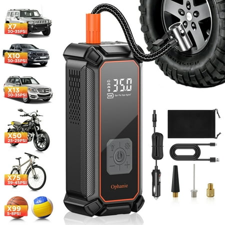 Ophanie Cordless Portable Tire Inflator – 160 Psi Digital Pressure Gauge