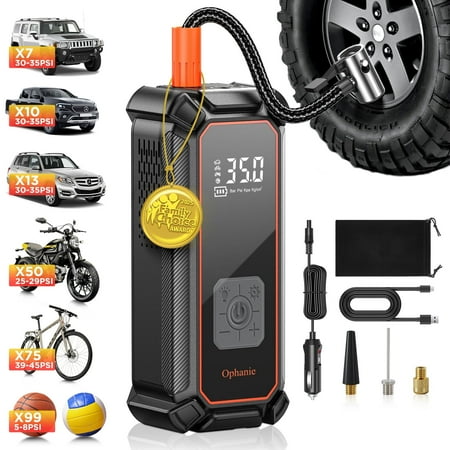 Ophanie Cordless Portable Tire Inflator – 160 Psi Digital Pressure Gauge