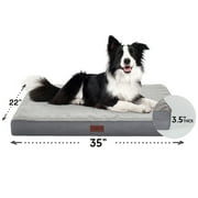 Ophanie 35in Gray Orthopedic Dog Bed For Large and Medium Dogs with Egg Crate Foam Support and Non-Slip Bottom, Waterproof and Machine Washable Removable Pet Bed Cover, L Size (35"x22"x3.5")