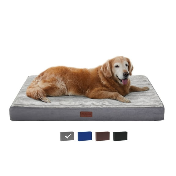 Ophanie 35in Gray Orthopedic Dog Bed for Large Dogs with Egg Crate Foam Support and Non-Slip Bottom, Waterproof and Machine Washable Removable Pet Bed Cover,Size(35"x22"x3.5")