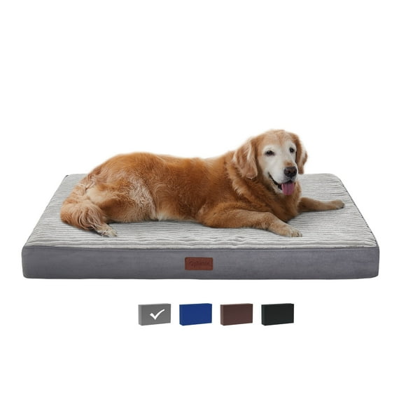 Ophanie Orthopedic Dog Bed for Large Dogs with Removable Washable Cover, Non-Slip Bottom & Waterproof Liner, Suitable for Crates, 35"x22"x3.5", Gray