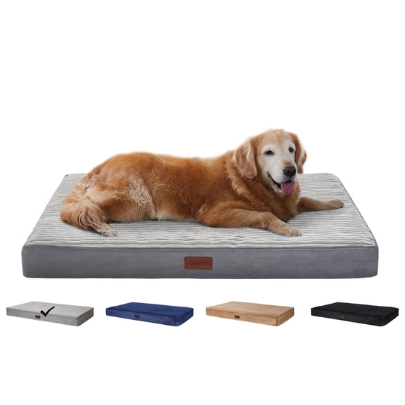 Ophanie Orthopedic Dog Bed for Large Dogs with Removable Washable Cover, Non-Slip Bottom & Waterproof Liner, Suitable for Crates, 35"x22"x3.5", Gray
