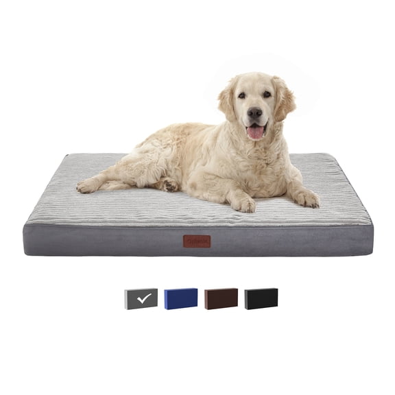 Ophanie Orthopedic Dog Bed for Large Dogs with Removable Washable Cover, Non-Slip Bottom & Waterproof Liner, Suitable for Crates, 35"x22"x3.5", Gray