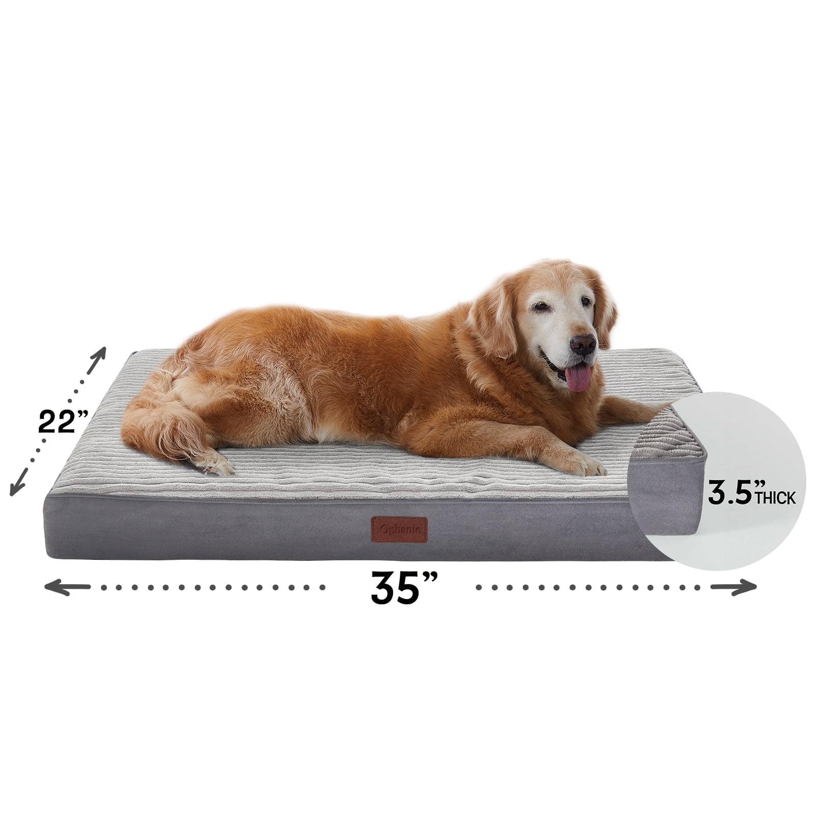 Walmart Deals of Ophanie 35in Gray Orthopedic Dog Bed For Large and Medium Dogs with Egg Crate Foam Support and Non-Slip Bottom, Waterproof and Machine Washable Removable Pet Bed Cover, L Size (35"x22"x3.5")