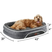 Ophanie 42in Luxury Sofa-Style Pet Orthopedic Bed for Large and Extra Large Dogs – Removable Machine-Washable Plush Cover, 4-Sided Bolster, Non-Slip Bottom, Size 42"x31"x7" Gray