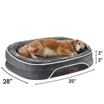 Ophanie 35in Luxury Sofa-Style Pet Orthopedic Bed for Large and Medium Dogs – Removable Machine-Washable Plush Cover, 4-Sided Bolster, Non-Slip Bottom, Size 35”x28”x6” Gray