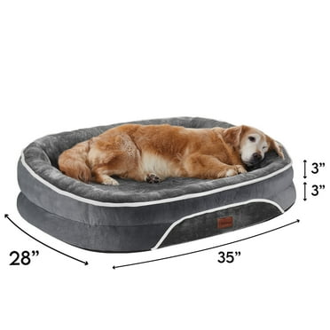 Ophanie 35in Luxury Sofa-Style Pet Orthopedic Bed for Large and Medium Dogs – Removable Machine-Washable Plush Cover, 4-Sided Bolster, Non-Slip Bottom, Size 35”x28”x6” Gray