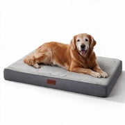 Ophanie Orthopedic Dog Bed for Large Dogs with Removable Washable Cover, Non-Slip Bottom & Waterproof Liner, Suitable for Crates, 35"x22"x3.5", Gray