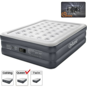 Ophanie Queen Air Mattress, 18-Inch Elevated Inflatable Bed with Built-in Pump, Puncture-Resistant, Quick Inflation/Deflation, Portable for camping & Guests, Dark Gray