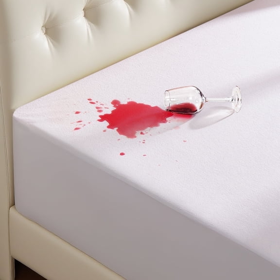 Ophanie Queen Size Fitted Mattress Protector - Waterproof, Breathable, Noiseless, Fits 6"-18" Deep Mattresses, White, 80" x 60"