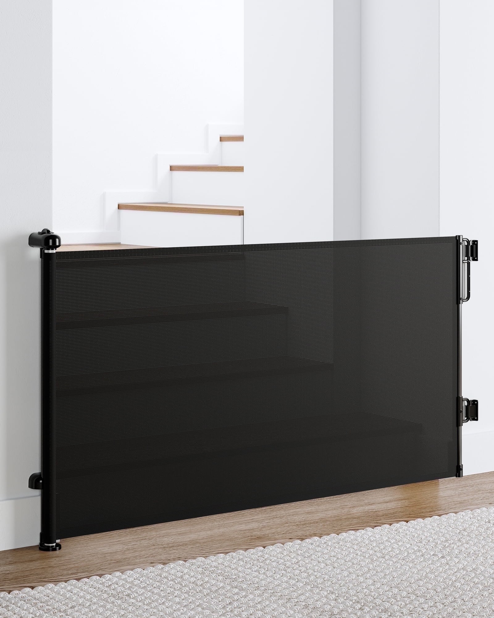 Walmart discounts of "Ophanie Retractable Baby Safety Gate, Adjustable Mesh Pet Gate 33""-55"", Black"