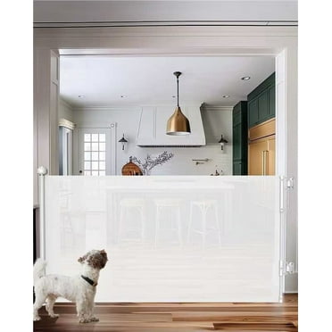 Ophanie Retractable Baby Safety Gate,Mesh Pet Gate 33" Tall, Extends to 55" Wide, Indoor & Outdoor Gates for stair,White