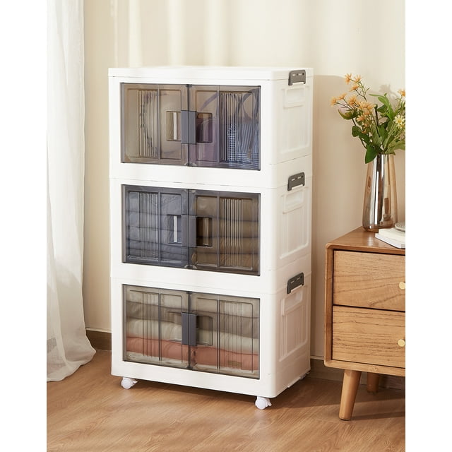 Ophanie 144QT Storage Bins with Lids Folding Storage box with Doors