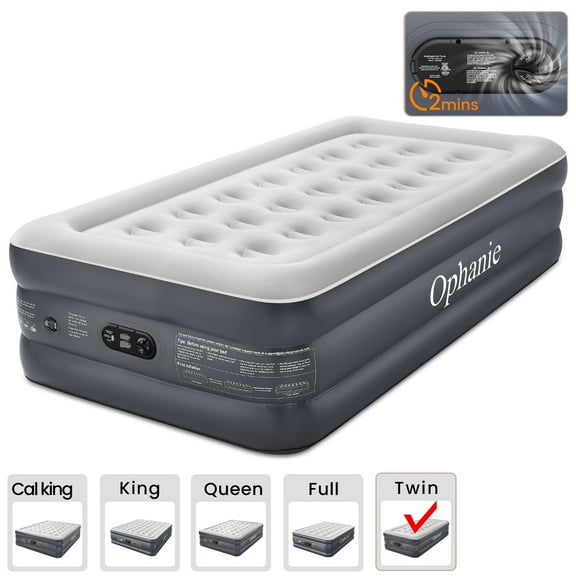 Ophanie Twin Air Mattress, 18-Inch Elevated Inflatable Bed with Built-in Pump, Puncture-Resistant, Quick Inflation/Deflation, Portable for camping & Guests, Dark Gray