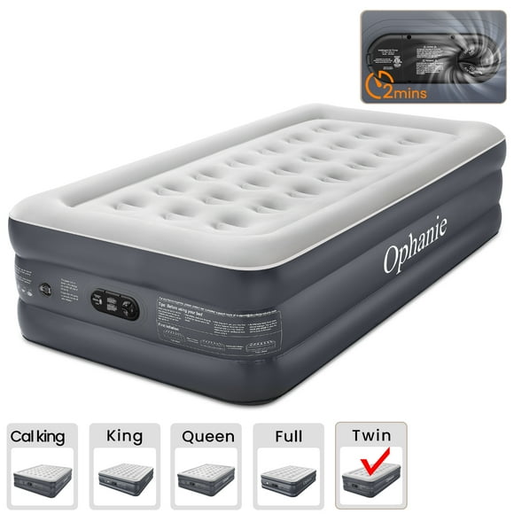 Ophanie Twin Air Mattress, 18-Inch Elevated Inflatable Bed with Built-in Pump, Puncture-Resistant, Quick Inflation/Deflation, Portable for camping & Guests, Dark Gray