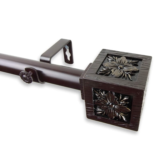 Ophelia 1" Curtain Rod-Color:Mahogany,Size:160-240"