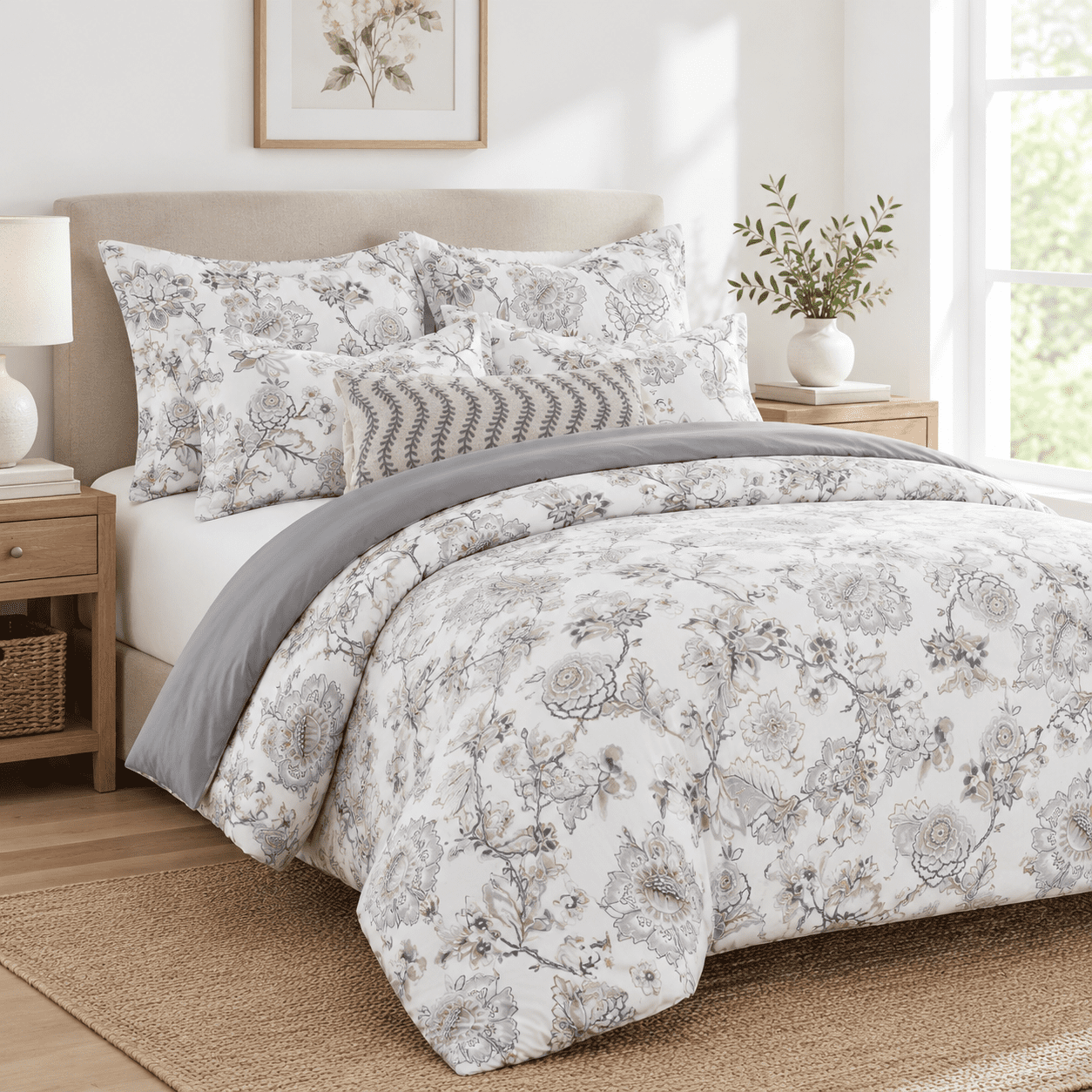 Ophelia Blush Reversible King Duvet Cover Set (106x94in) With 2owcases ...