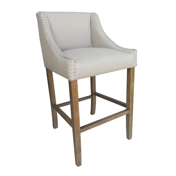 Parkland Contemporary Wood/Linen Barstool - Beige Linen