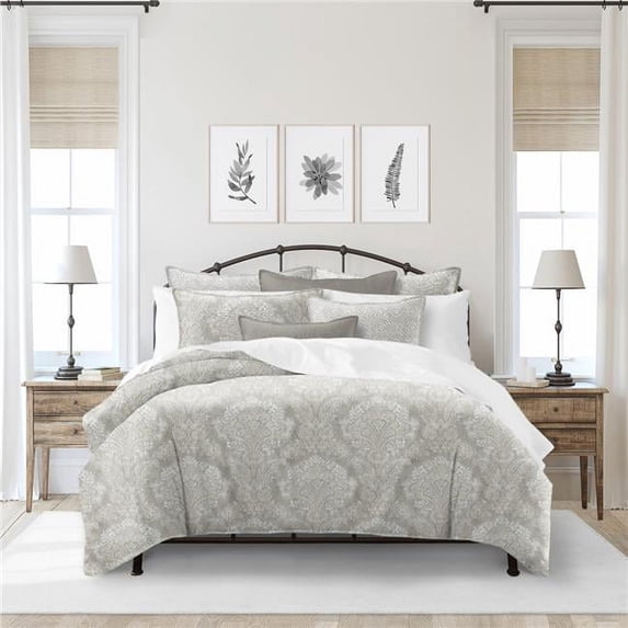 Ophelia Coverlet & 1 Pillow Sham Set, Stone - Twin Size - 2 Piece