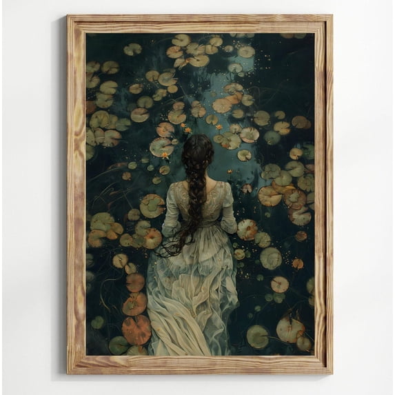 Ophelia Dark Academia Print The Lake Goth Moody Victorian Wall Art Dark Decor Aesthetic Dark Cottagecore Gothic Prints Into Lake Wall Art Modern Wall Decor