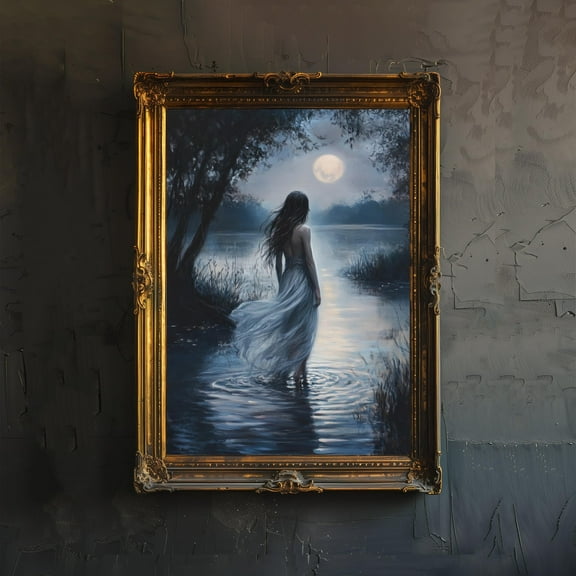 Ophelia Dark Academia Print Victorian Art Gothic Decor Antique Oil Painting Dark Academia Poster Rustic Vintage Wall Art