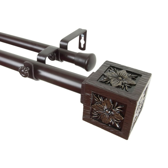 Ophelia Double Curtain Rod 66-120 inch - Mahogany