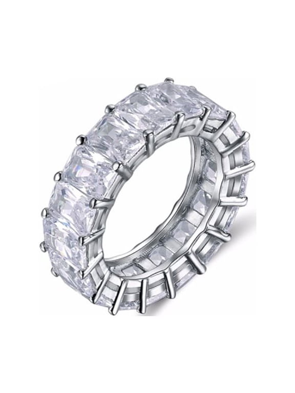 Ophelia Eternity Wedding Band Ring Clear Emerald Cz Womens Ginger Lyne Collection