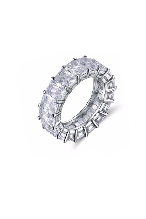 Ophelia Eternity Wedding Band Ring Clear Emerald Cz Womens Ginger Lyne Collection