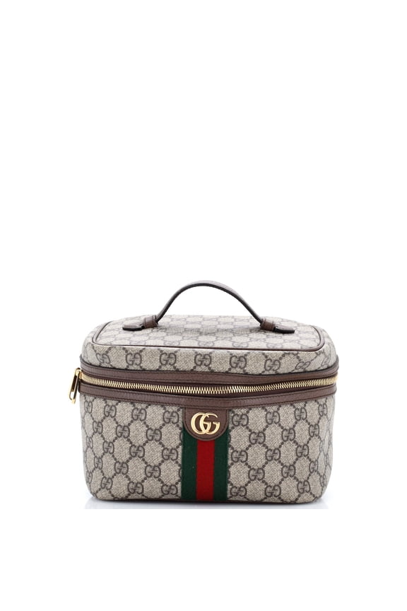 Ophidia Top Handle Cosmetic Case GG Coated Canvas Small By Rebag