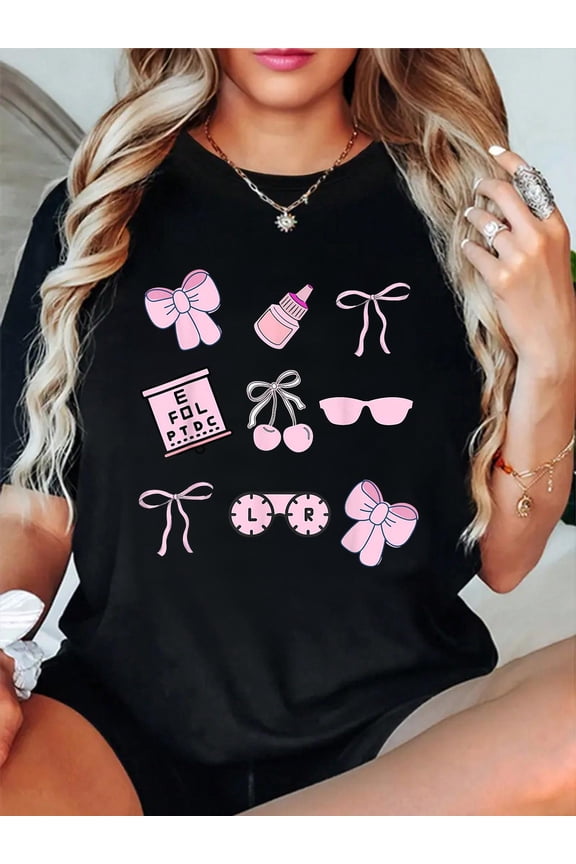 Ophthalmic Tech Coquette Bow Optometry Girly Ophthalmologist T-Shirt