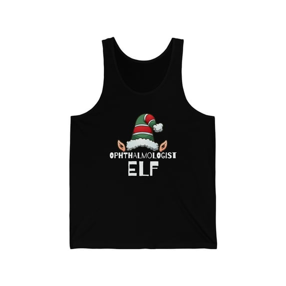 Ophthalmologist Elf Christmas Unisex Tank Top, XS-2XL Holidays Xmas Elves