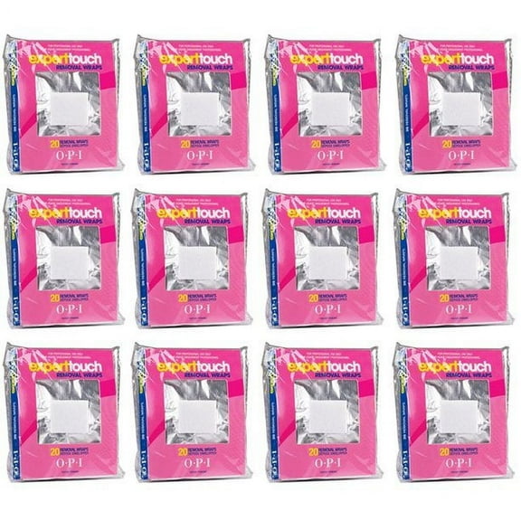 Opi Expert Touch Gel Nail Polish Remover Foil Wraps 20 Pcs Pack of 12