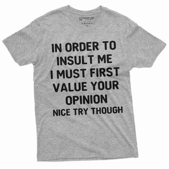 Opinion Funny T-Shirt Value Your Opinion Mens Tee | Birthday Gift For Him Tee Shirt (Small Grey)