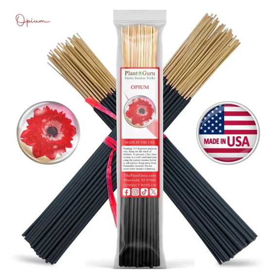 Opium Incense Sticks 11" Bulk - 1 Bundle 85 to 100 Sticks - Smooth and Clean Long Burn Time, 45 to 60 Minutes.