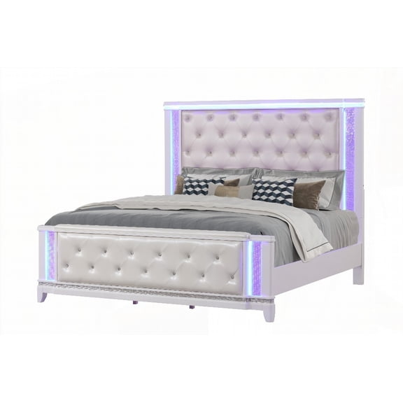Opium King Bed with Lighted Headboard - Milky White (NJ Inventory)
