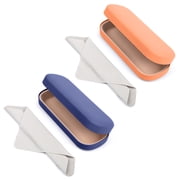 Oplee™ Hard Shell Eyeglass Case with Grey Microfiber Cloth (2-Pack, Orange/Blue)