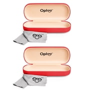 Oplee™ Hard Shell Eyeglass Case with Grey Microfiber Cloth (2-Pack, Red/Red)