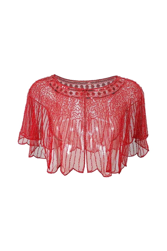 1920s Flapper Shawl Wraps for Women Sequin Beaded Evening Shawls for Party Wedding Night