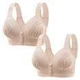 thumbnail image 1 of Oplxuo 2 Pack Convenient Front Closure Bras for Women - Comfortable No Underwire Plus Size Lift Up Front Button Everyday Bra, 1 of 7