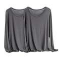 thumbnail image 1 of Oplxuo 2 Pack Womens Long Sleeve Undershirts Tops Soft Modal Round Neck Baselayer Basic Solid Underwear Tshirt, 1 of 2