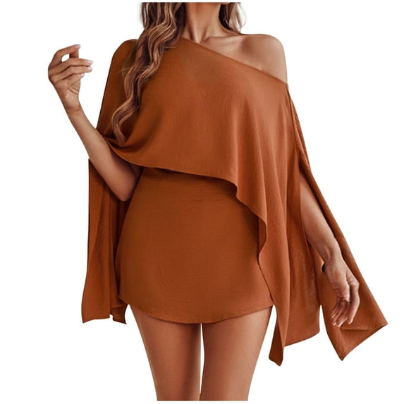 Oplxuo 2 Piece Outfits for Women Off The Shoulder Flowy Cape & Camisole Tops & Mini Skorts Matching Travel Vacation Clothes