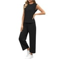 thumbnail image 1 of Oplxuo 2 Piece Sets for Women Casual Summer Travel Vacation Outfits Short Sleeve Wide Leg Crop Pants Lounge Sets, 1 of 5