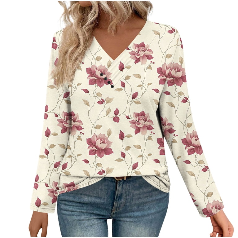 【新品未使用】pp* closet COUNTRY BASIC BLOUSE Oplxuo 2025 Fall Long Sleeve Shirts for Women Cross V Neck Tops