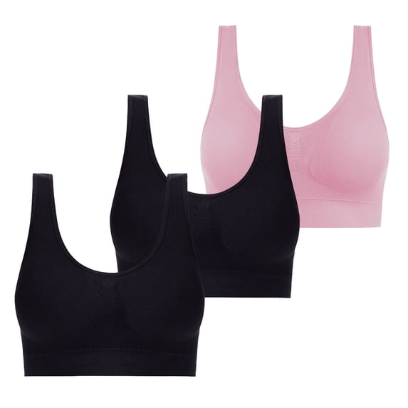 Oplxuo 3 Pack Sports Bra for Women Comfort Plus Size Stretchy Wireless Yoga Sleep Bras Workout Tank Tops