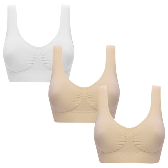 Oplxuo 3 Pack Sports Bras for Women Soft Wirefree Padded Sleep Bra Plus Size Workout Yoga Gym Fitness Bra Medium Support