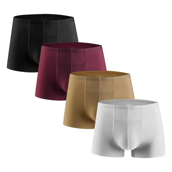 Oplxuo 4-Pack Men's Ice Silk Traceless Quick Dry Boxer Briefs - Classic Stretch Breathable Comfortable Underwear Shorts