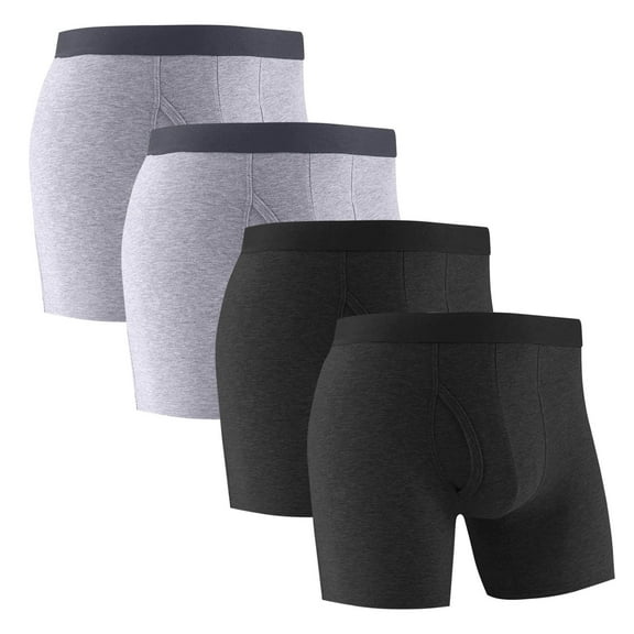 Oplxuo 4-Pack Men's Ultra-Soft Cotton Boxer Briefs Classic Seamless Breathable Comfortable Underwear Shorts