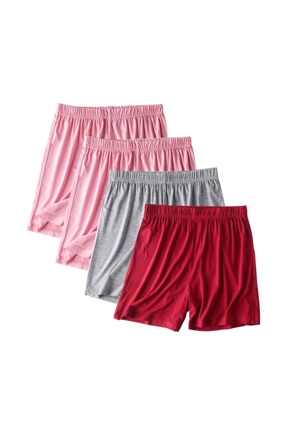 4-Pack Women's Ultra-Soft Modal Sleep Shorts, Plus Size Solid Boxers Comfy Elastic Waist Pajama Lounge Shorts