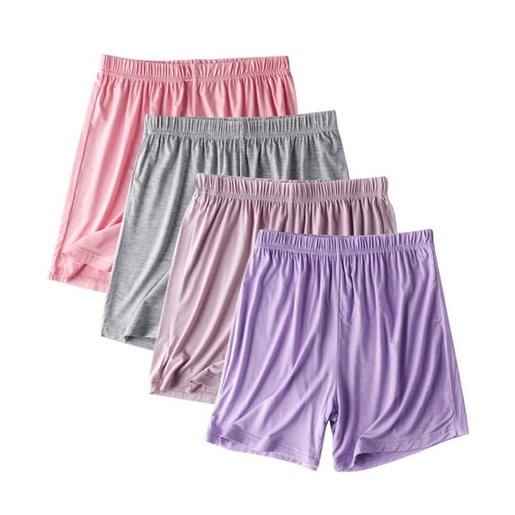 Oplxuo 4-Pack Women's Ultra-Soft Modal Sleep Shorts, Plus Size Solid Boxers Comfy Elastic Waist Pajama Lounge Shorts